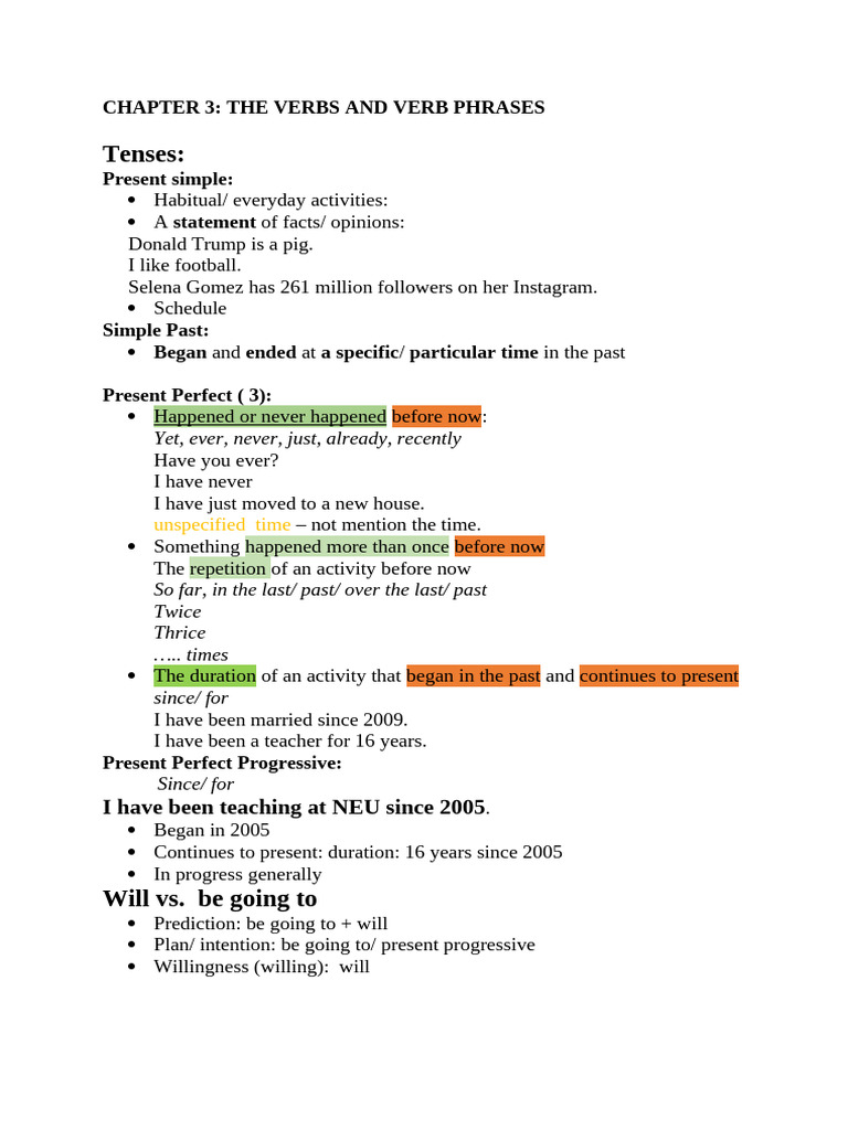 Chapter 3 the Verb and the Verb Phrases | PDF | Language Mechanics ...