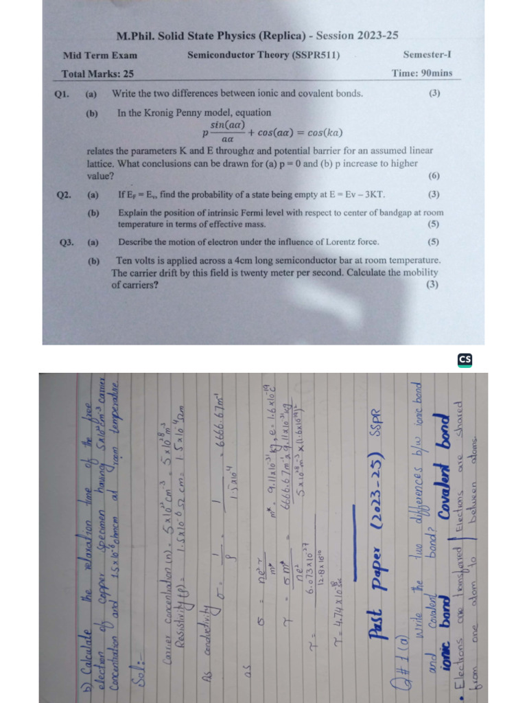 Past Paper Solution (2023-25) | PDF