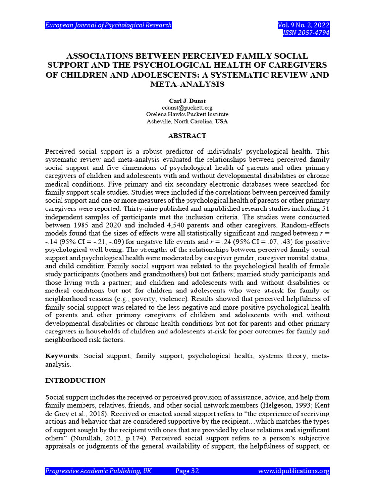 Family Support's Impact on Caregiver Health | PDF | Social Support ...