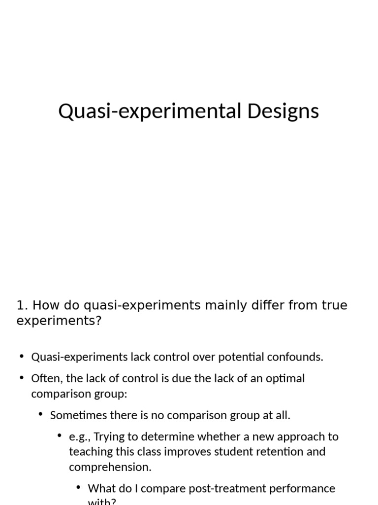 10a Quasi Experiments | PDF | Evaluation Methods | Psychological Concepts