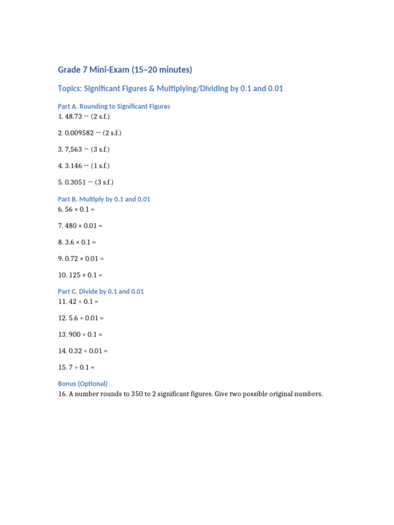Grade7 Math Exam | PDF