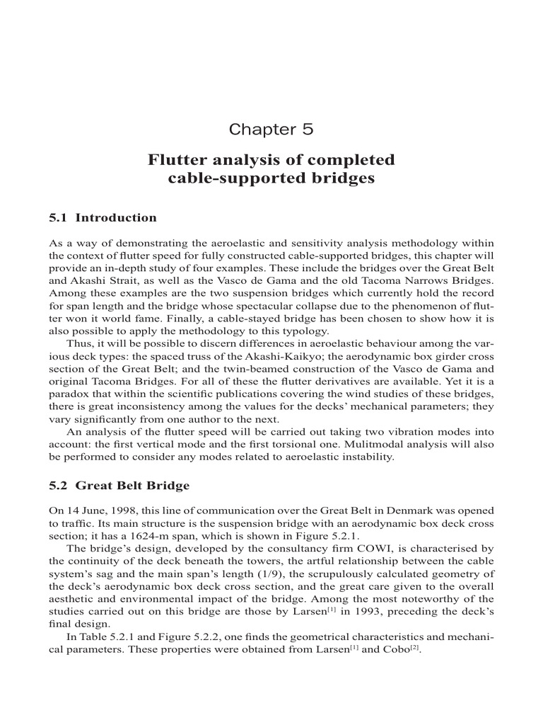 Chapter 5 Flutter Analysis of Completed Cable-Supported Bridges | PDF ...