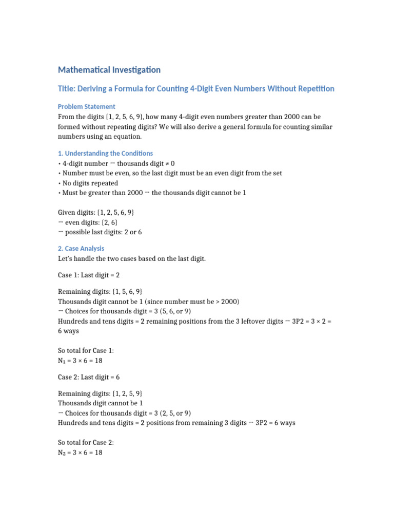 Mathematical Investigation Permutation | PDF | Numbers | Mathematics