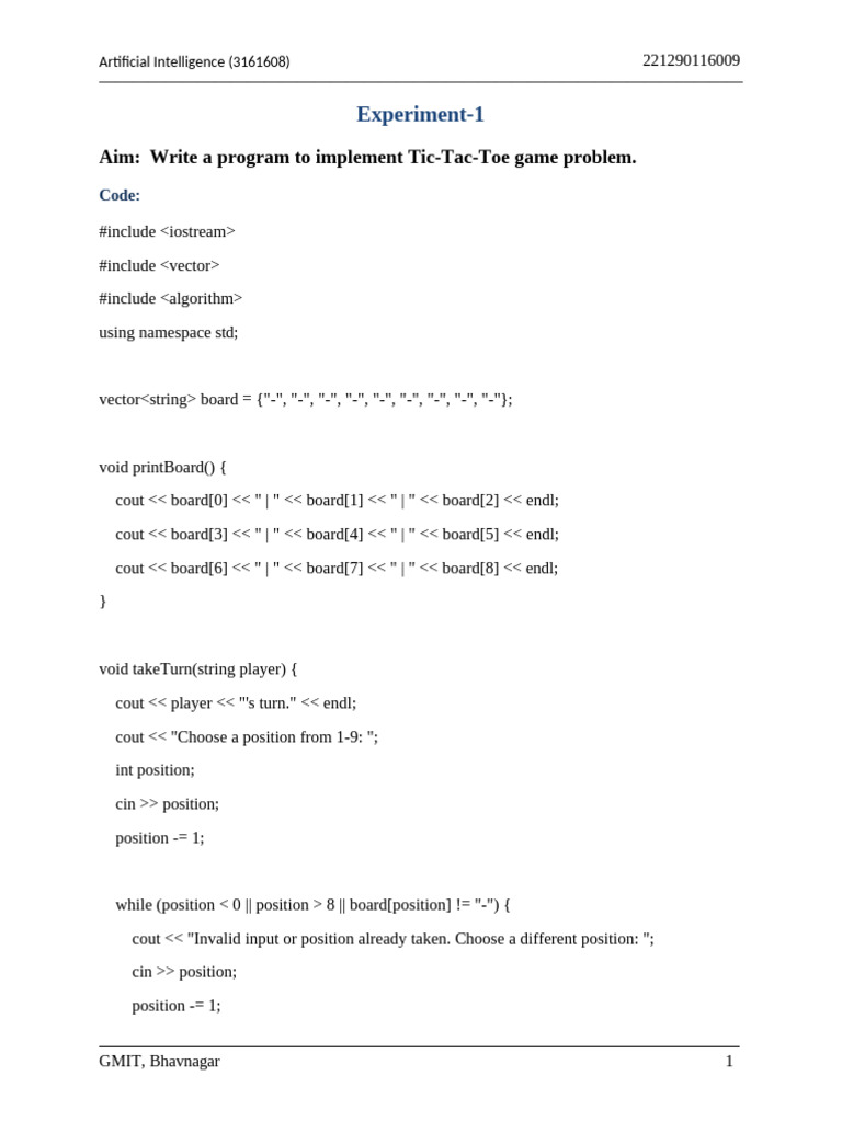 ailabmanual1-5 2 | PDF | Computer Programming | C++