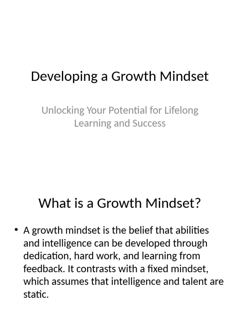 Cultivating a Growth Mindset for Success | PDF