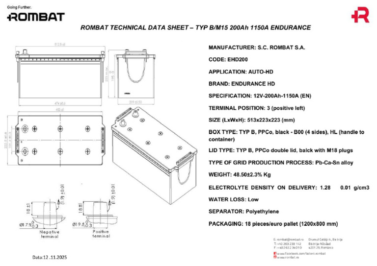 ROMBAT EHD200 Datasheet | PDF