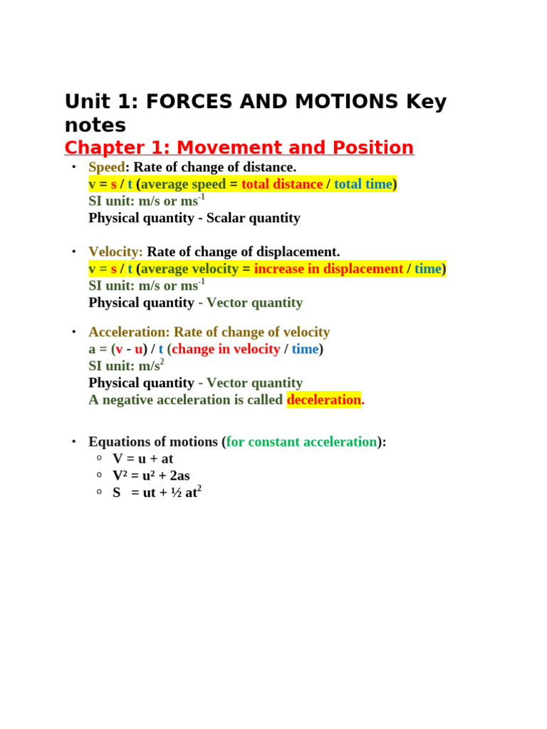 Forces and Motion: Key Concepts Explained | PDF | Force | Acceleration