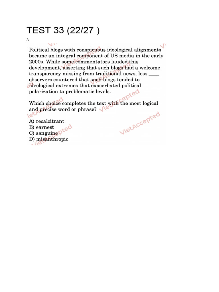 Test 33 (22 - 27) | PDF