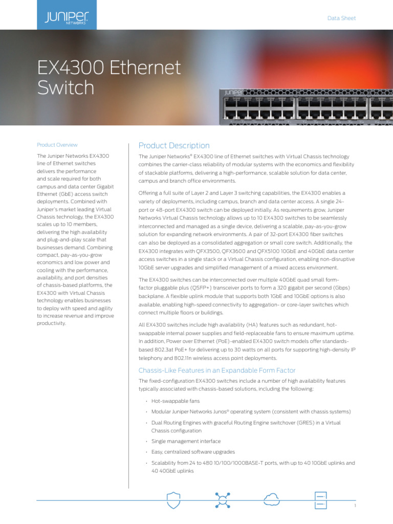 Juniper EX4300 Ethernet Switch Overview | PDF | Network Switch ...