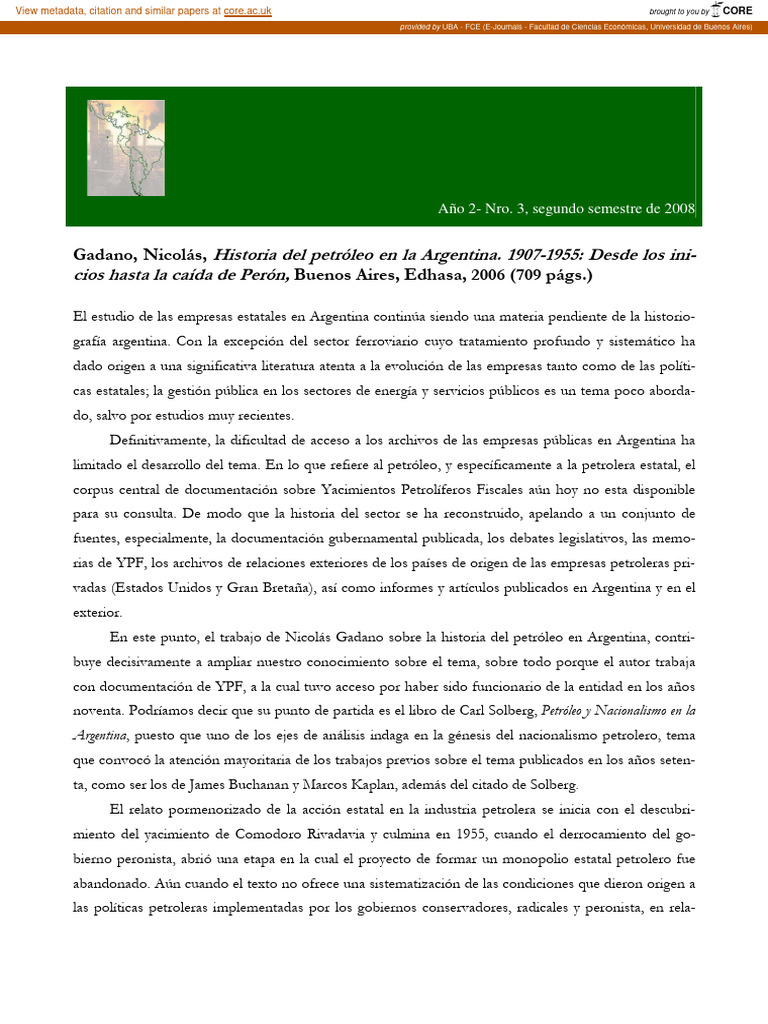 Gadano Nicolas Historia Del Petroleo en | PDF