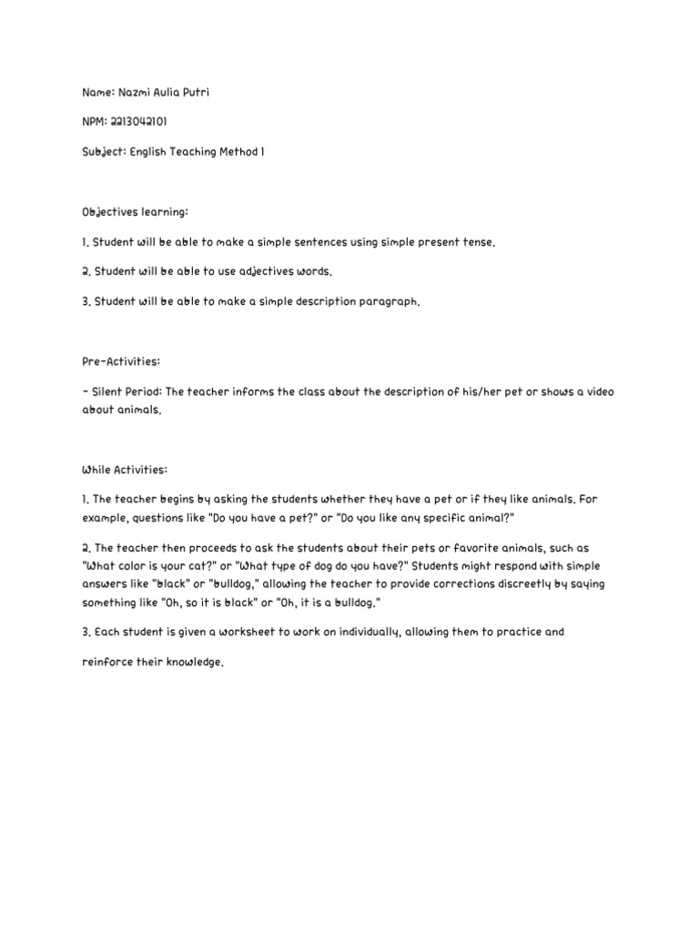 Nazmi Aulia Putri - 2213042101 - Et. Method 1 - Model Pembelajaran | PDF