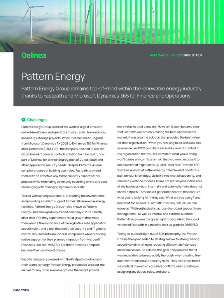 Pattern Energy's Fastpath D365 Upgrade Case Study | PDF | Computing