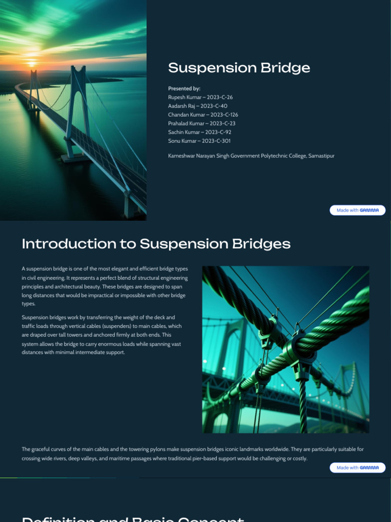 Overview of Suspension Bridges | PDF | Bridge | Concrete