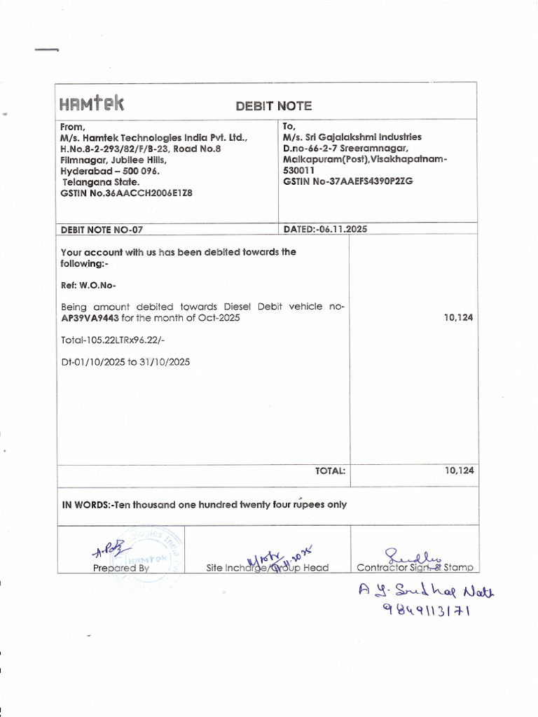 Debit Note 07 Sri Gajalakshmi | PDF
