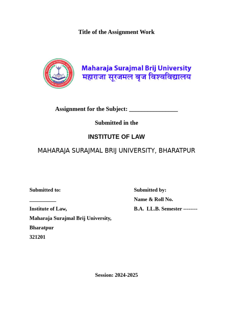 Ba Llb Assignment Revised Cover Pages | PDF