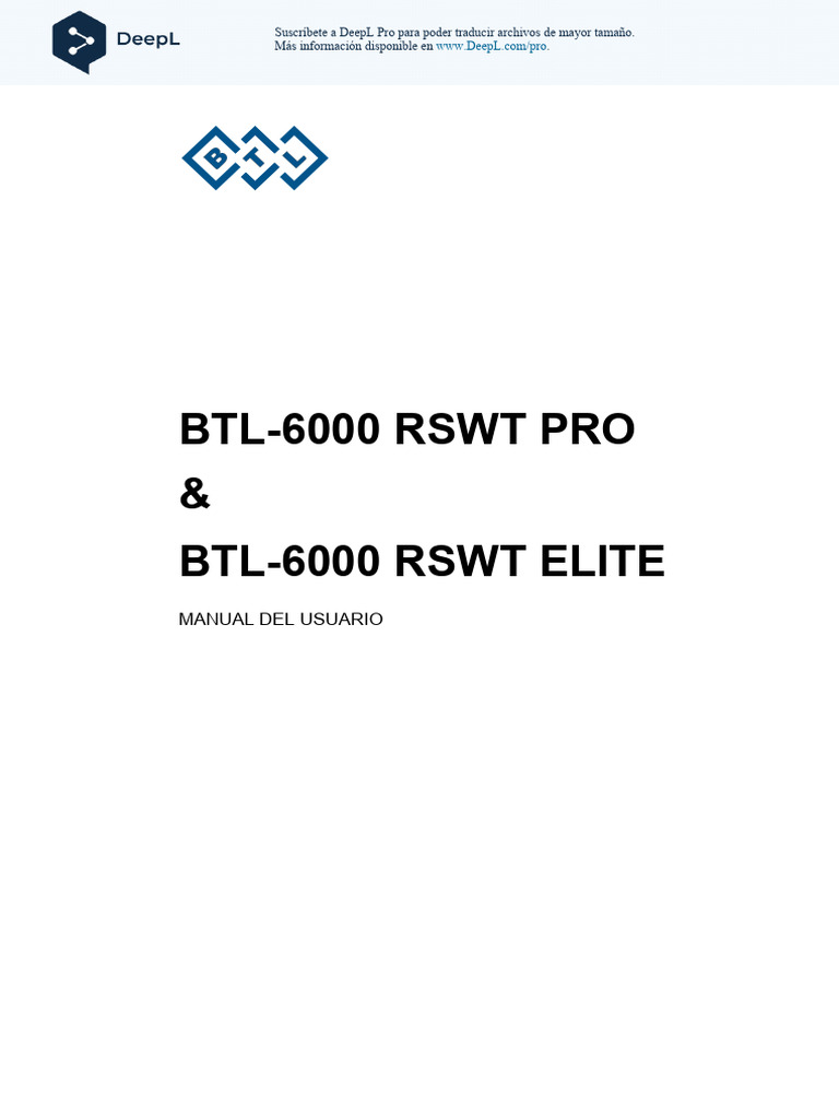 Manual de Usuario BTL-6000 RSWT Pro y Elite | PDF | Conector eléctrico ...
