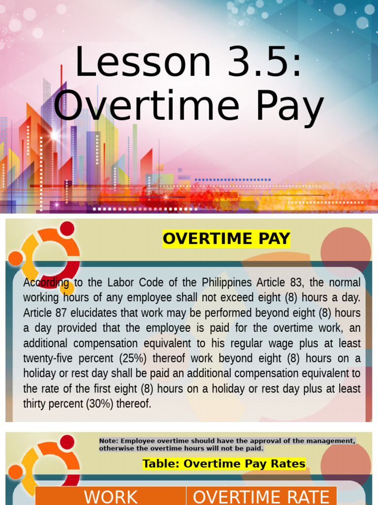 Philippine Overtime Pay Guidelines | PDF | Overtime | Employee Relations
