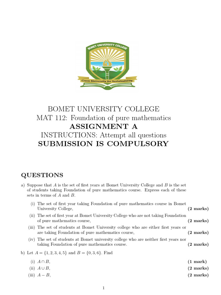 Mat 112 Assignmenta Pdf Number Theory Mathematics