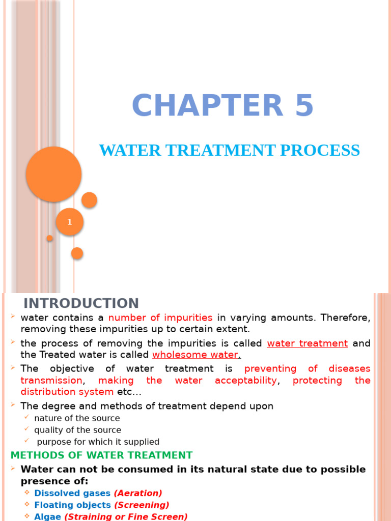 Chapter 5. Water Treatment Process | PDF | Water Purification | Filtration