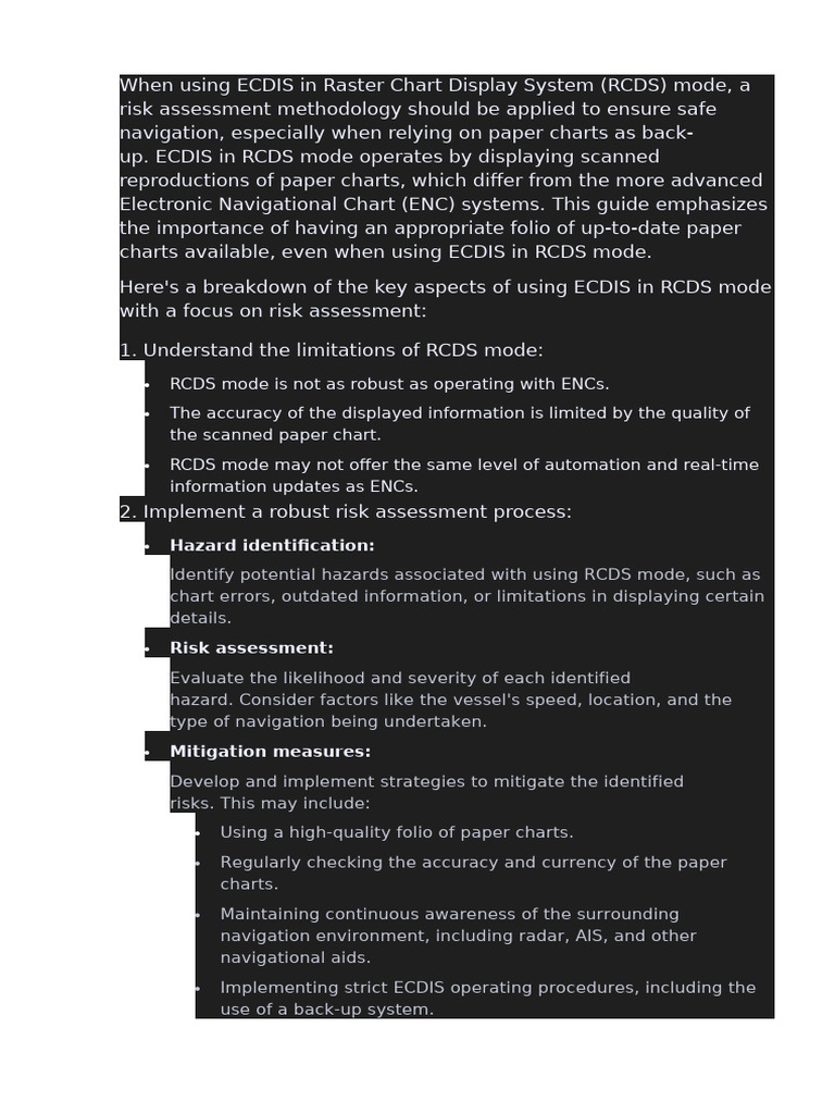 Risk Assessment for ECDIS RCDS Navigation | PDF | Risk Assessment | Safety
