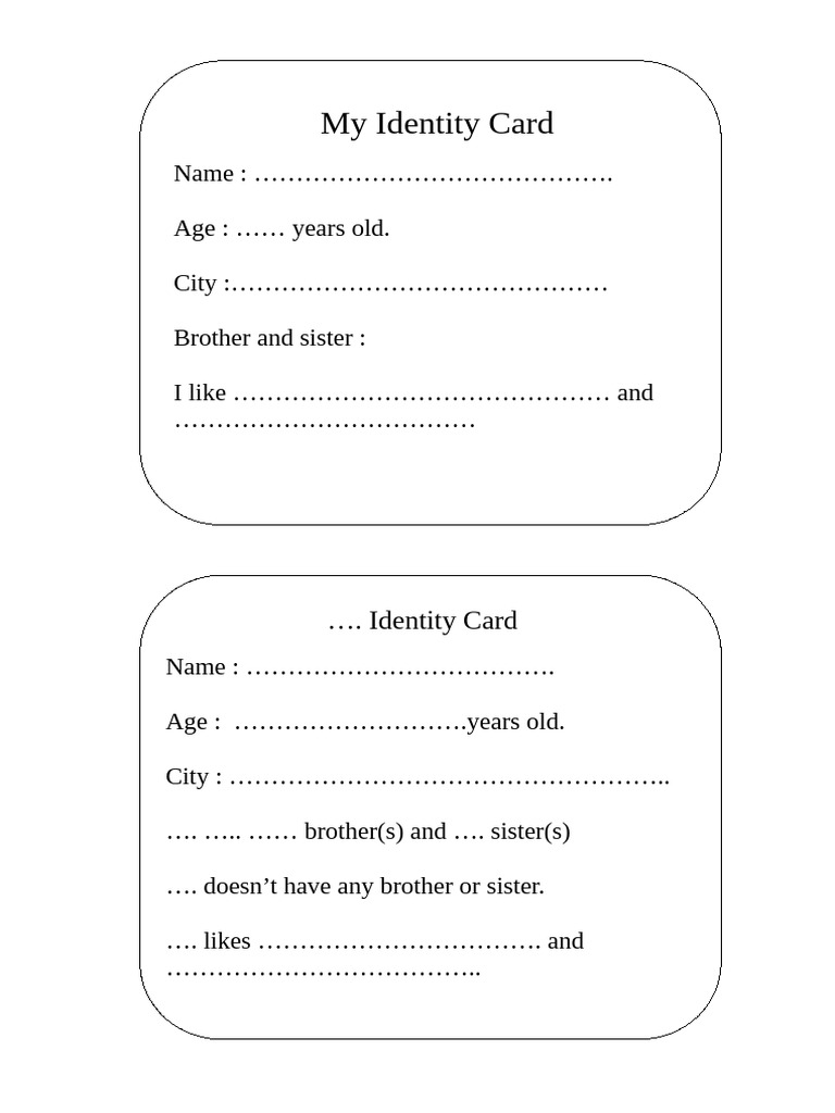 Personal Identity Card Template | PDF