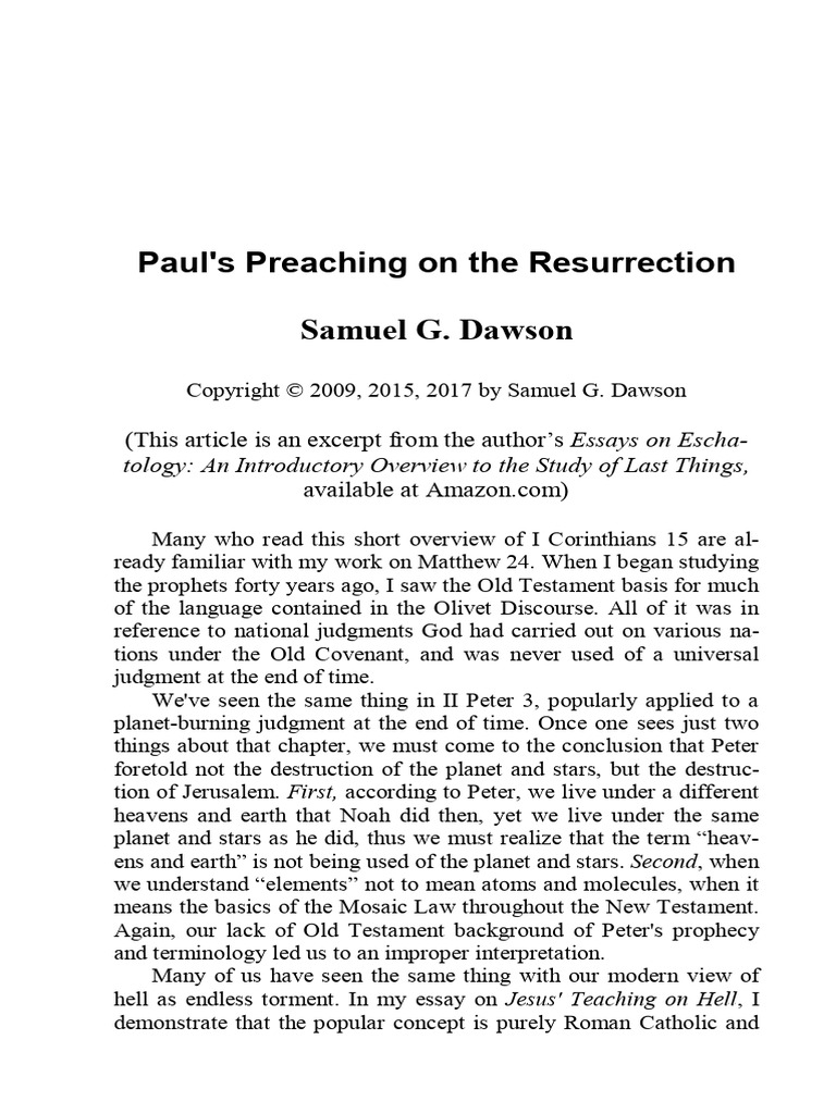 Paul's Insights on Resurrection Theology | PDF | Paul The Apostle ...