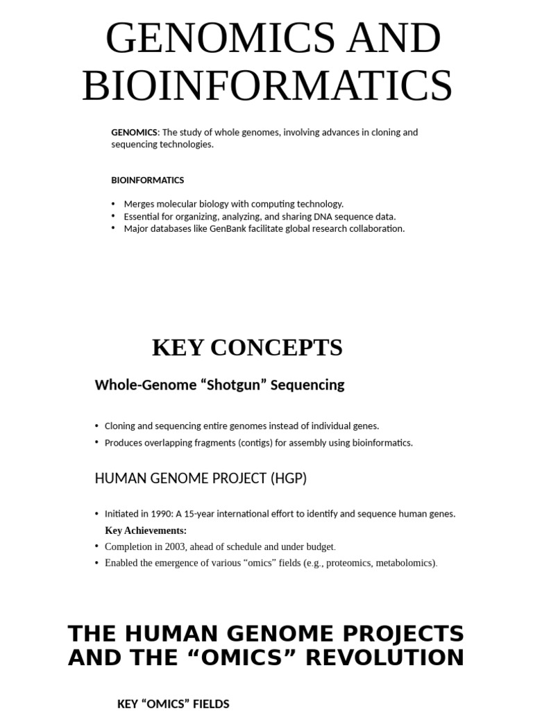 Genomics and Bioinformatics Overview | PDF | Metabolomics | Genomics