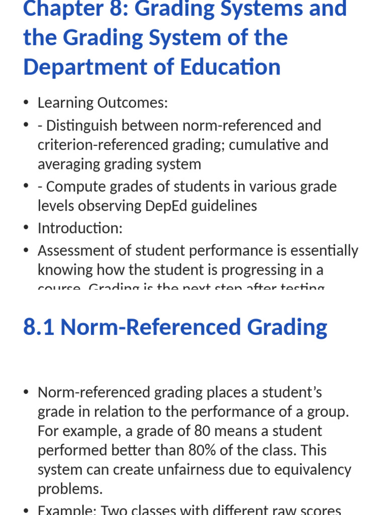 Grading Systems: Norm vs. Criterion | PDF | Learning