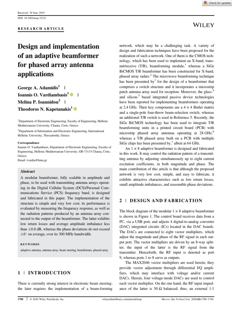 Design and Implementation of An Adaptive Beamformer For Phased Array ...