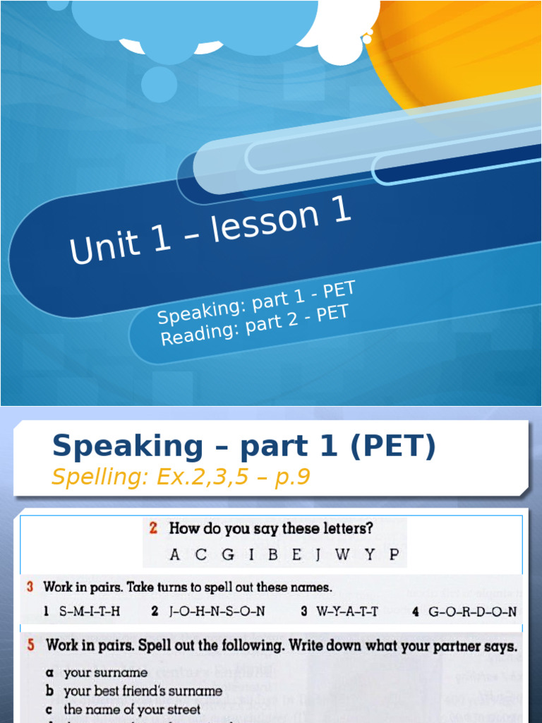 Unit 1-Lesson 1 | PDF