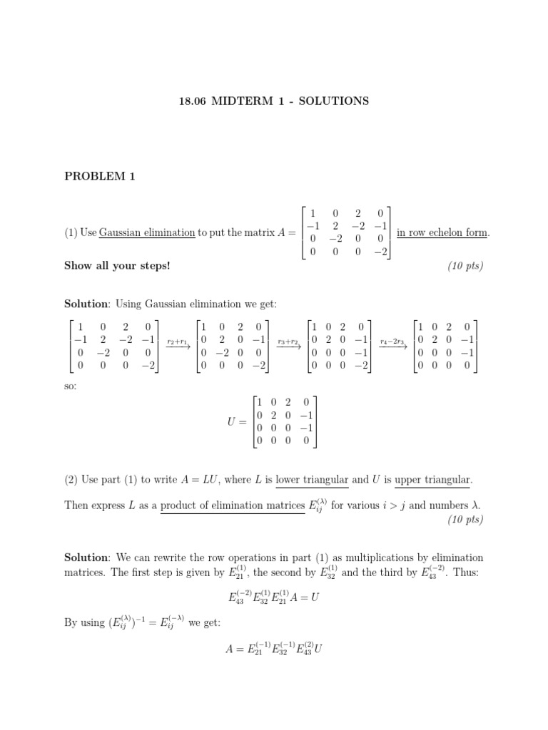 Midterm 1 Solutions | PDF | Abstract Algebra | Applied Mathematics