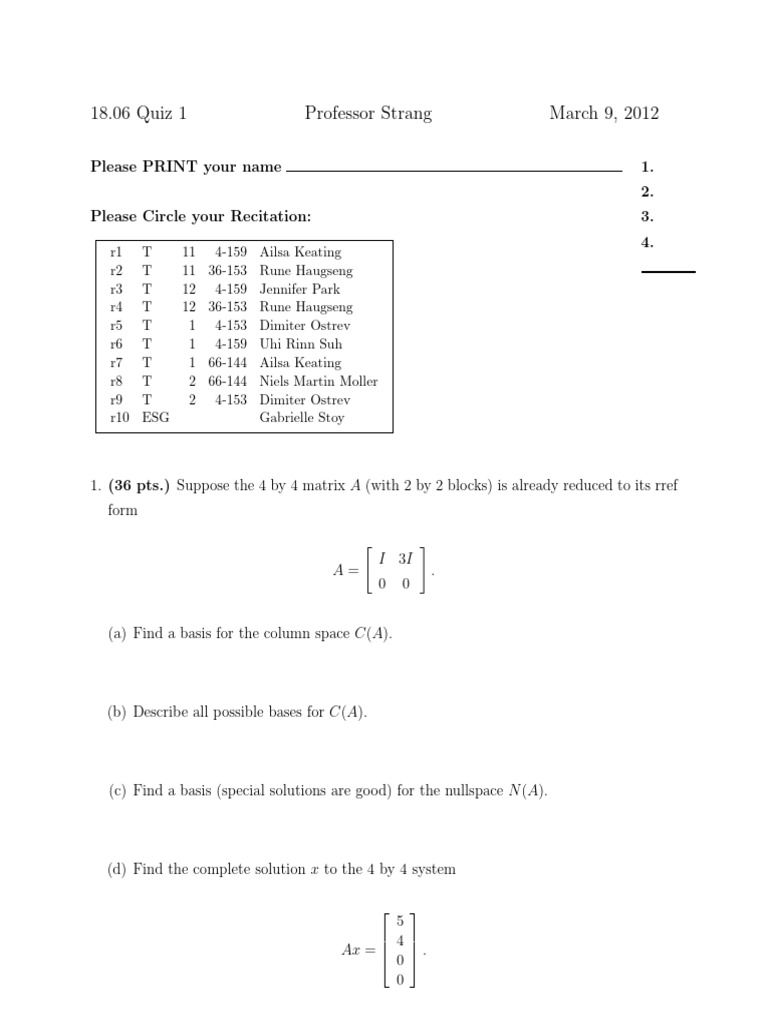 q1_sp12_sol | PDF | Mathematical Physics | Matrix Theory