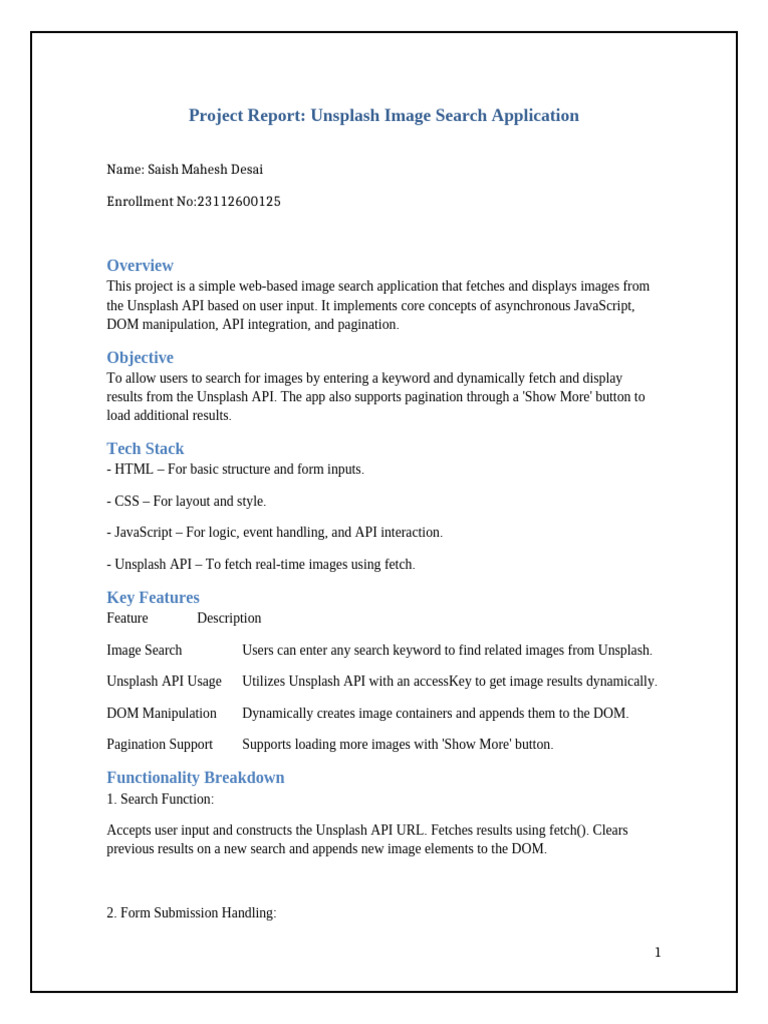 Unsplash Image Search App Report | PDF | Document Object Model | Java ...
