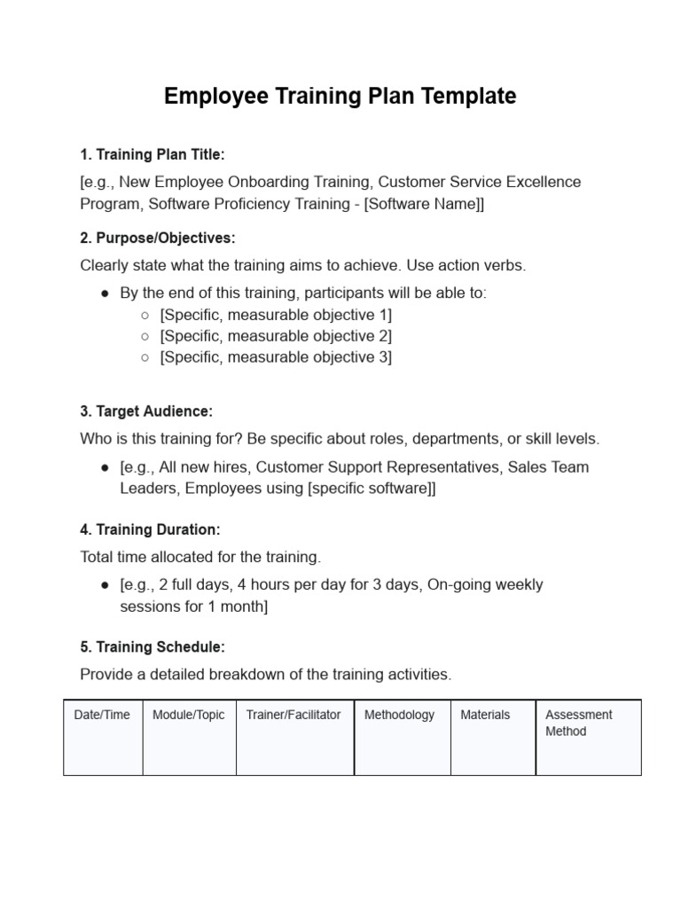 Employee Training Plan Template Guide | PDF | Educational Technology