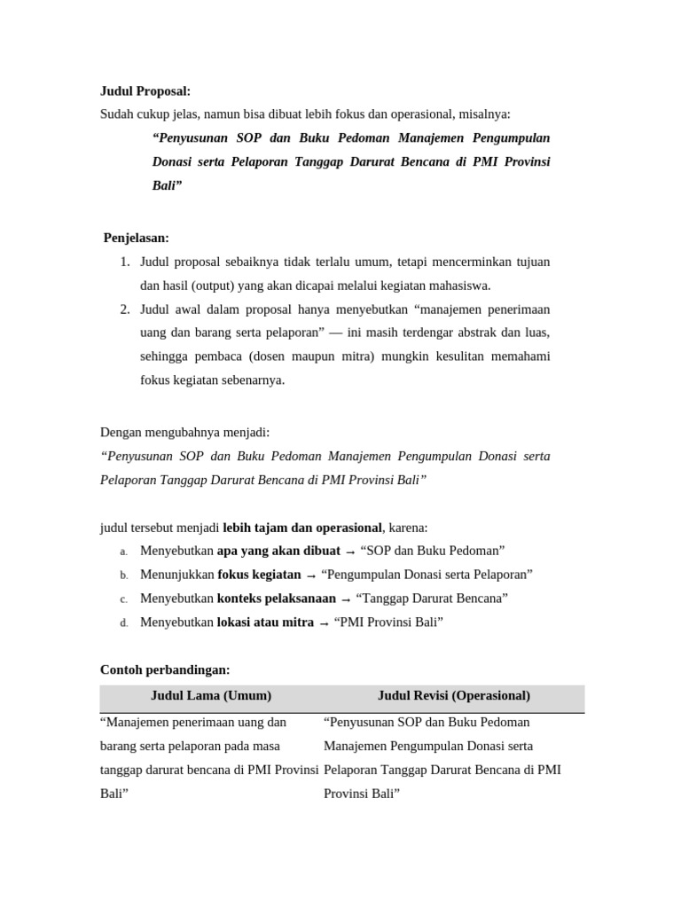 Catatan Saran Revisi Proposal | PDF