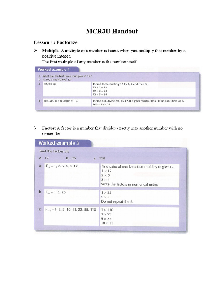 Factorization and Rational Expressions Guide | PDF | Factorization ...