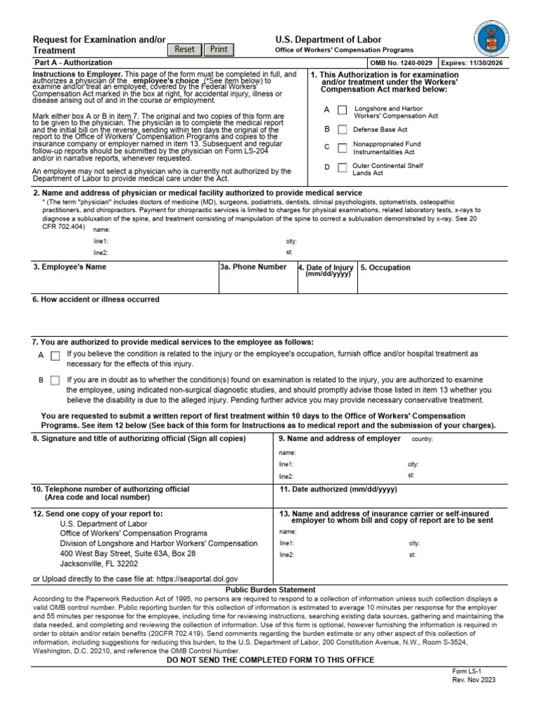 Workers' Compensation Treatment Authorization Form | PDF