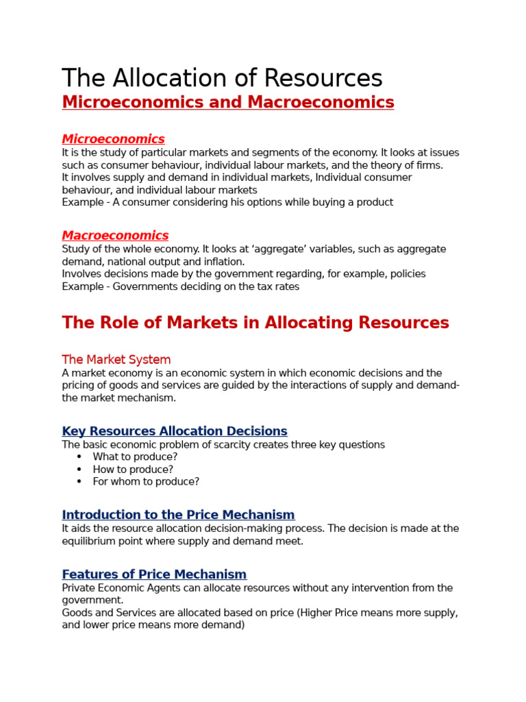 Resource Allocation in Economics Explained | PDF | Demand | Elasticity ...
