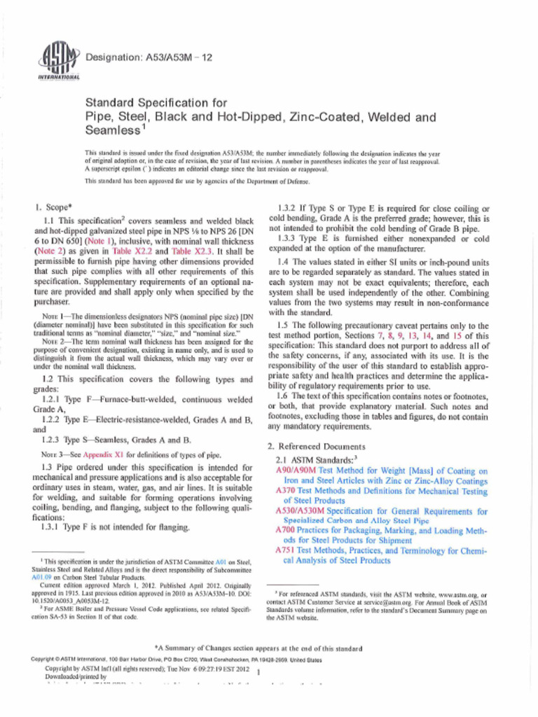 Astm A53 A53m-12 (Ref. Only) | PDF