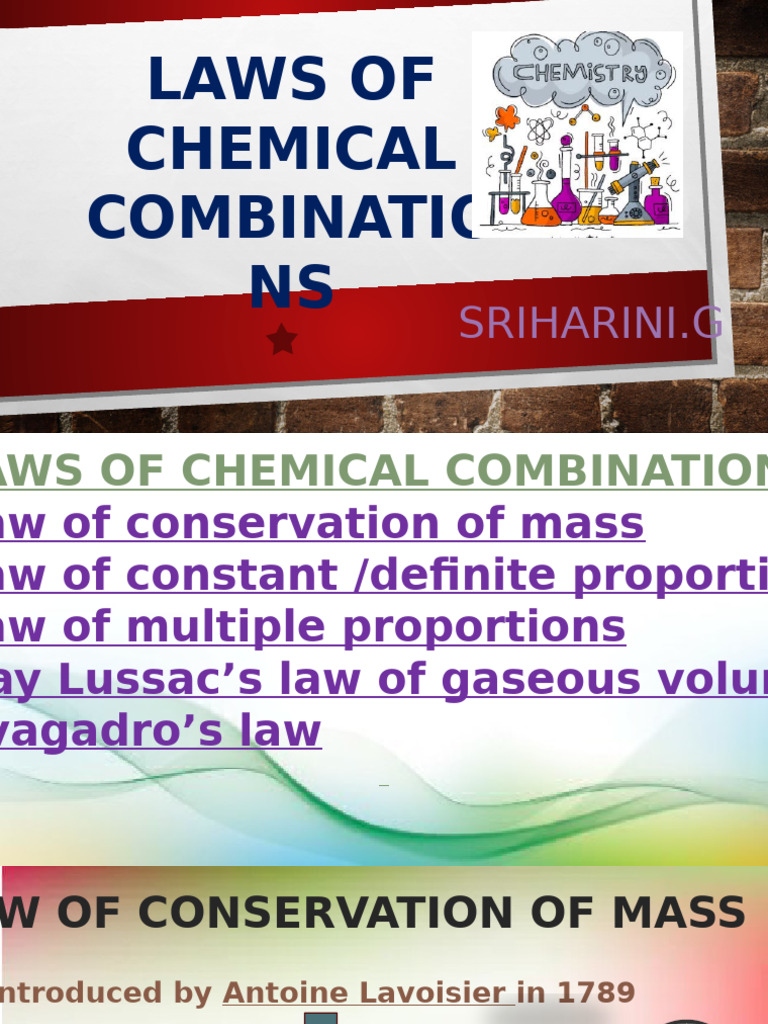Law of Chemical Combinations | PDF | Oxygen | Gases