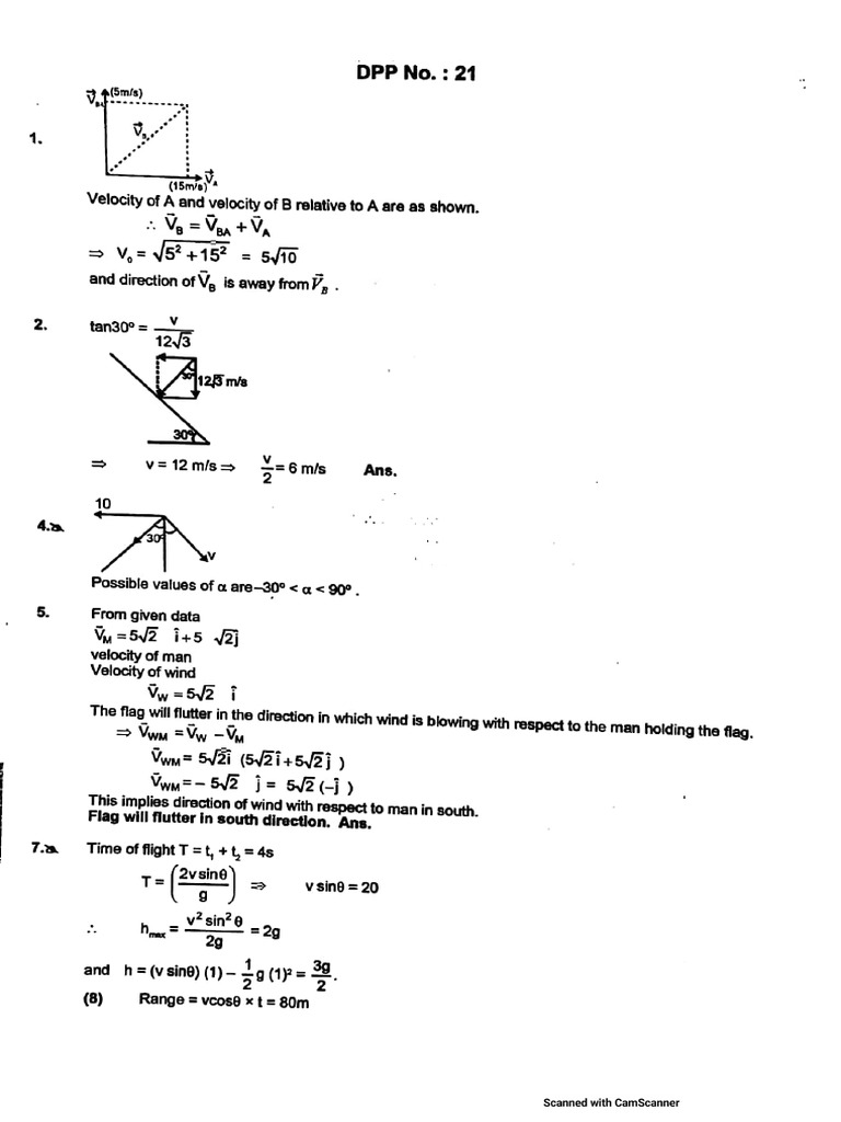 Xi Phy DPP 21 To 26 Solution | PDF