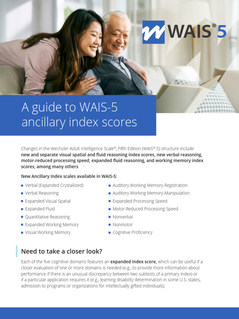 WAIS-5: New Visual Spatial Index Scores | PDF | Wechsler Adult ...