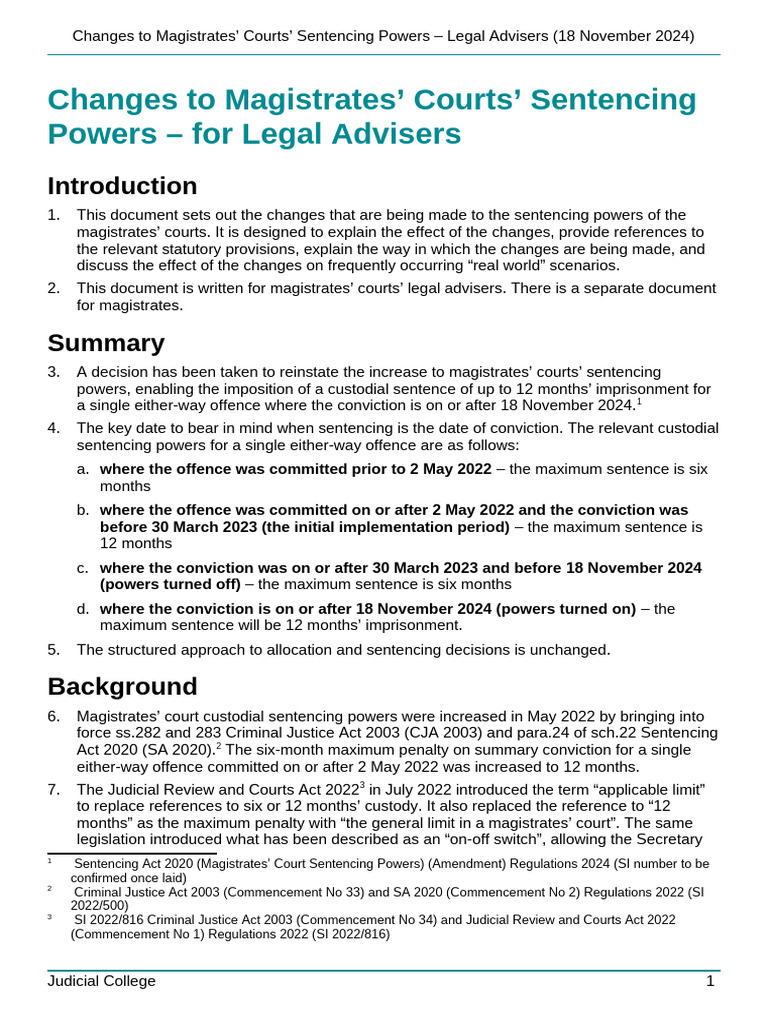 Changes To Magistrates Courts Sentencing Powers | PDF | Sentence (Law ...
