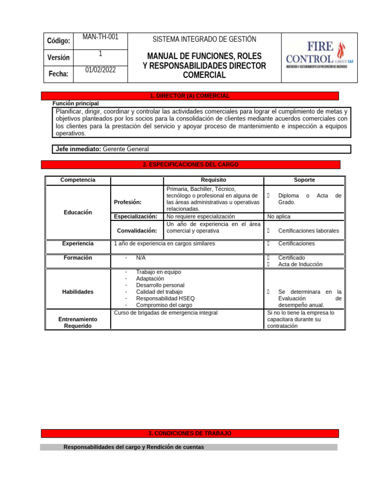 Funciones y Responsabilidades del Director Comercial | PDF | Calidad ...