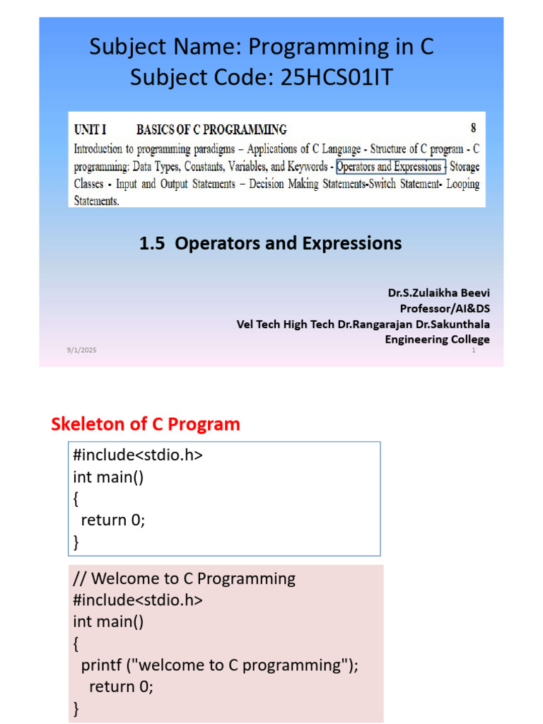 1.5 Operators and Expression | PDF | Computer Engineering | Arithmetic