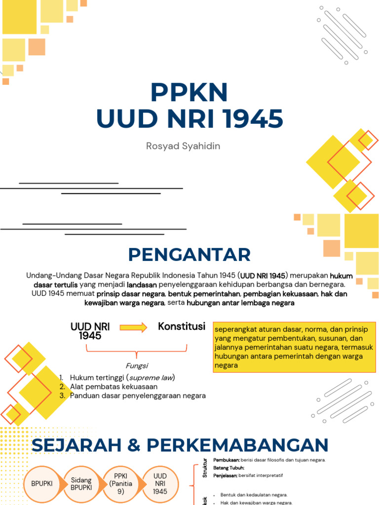 UUD NRI 1945: Sejarah dan Fungsi Utama | PDF