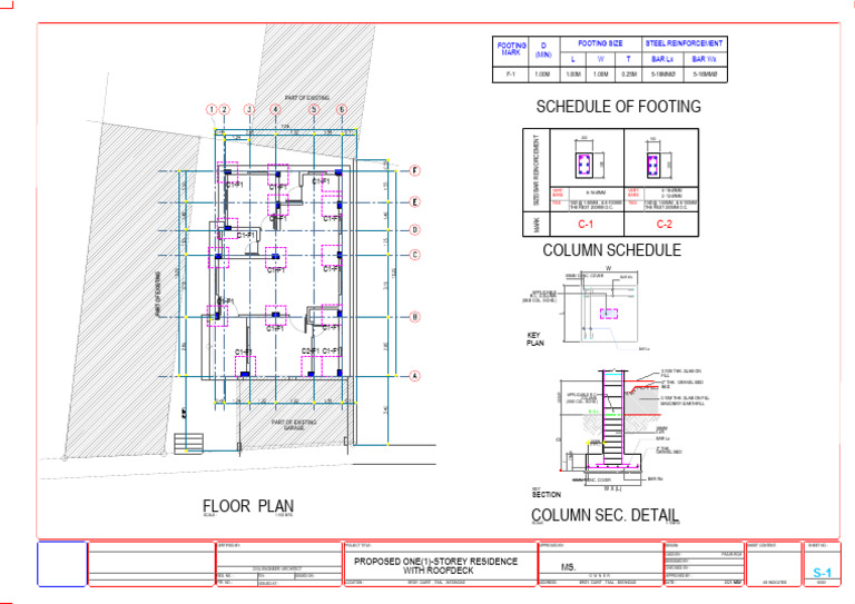 Footing and Column Schedule for Residence | PDF | Civil Engineering ...