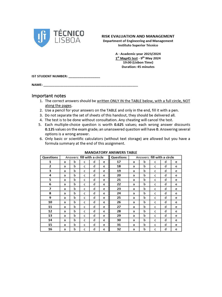 1st MAP45 2024 With Answers Clean v4 A v2 | PDF | Capital Asset Pricing ...