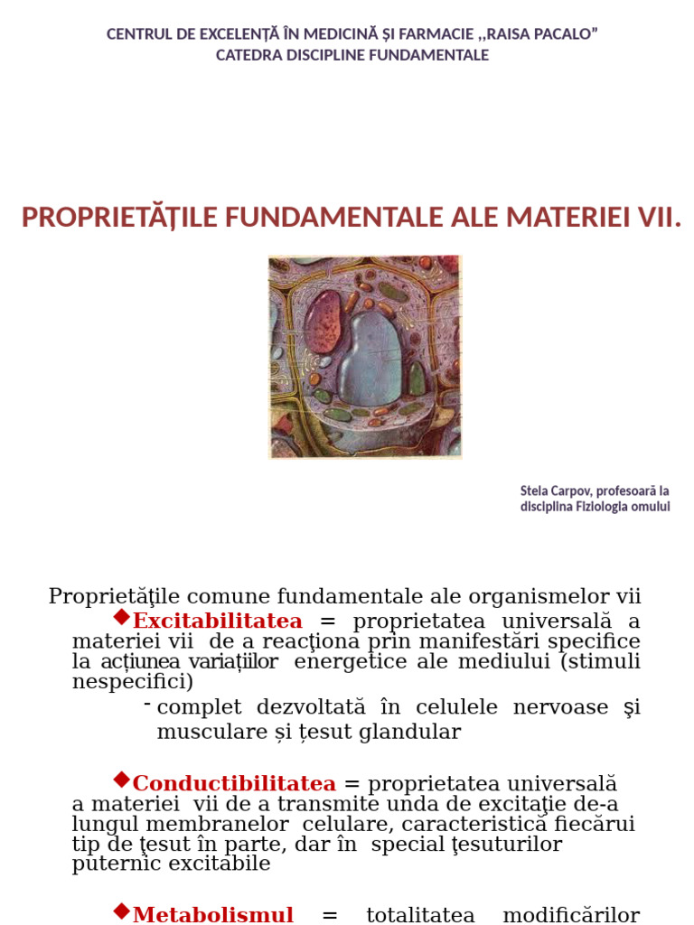 Proprietatile Materiei Vii A4e6476e 14b3 41b5 B3e9 C889d5779f4e | PDF