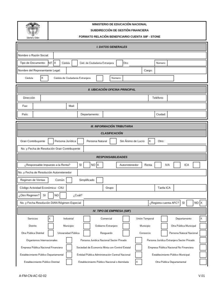 Formato Siif para Diligenciar | PDF | Empresa de propiedad estatal ...